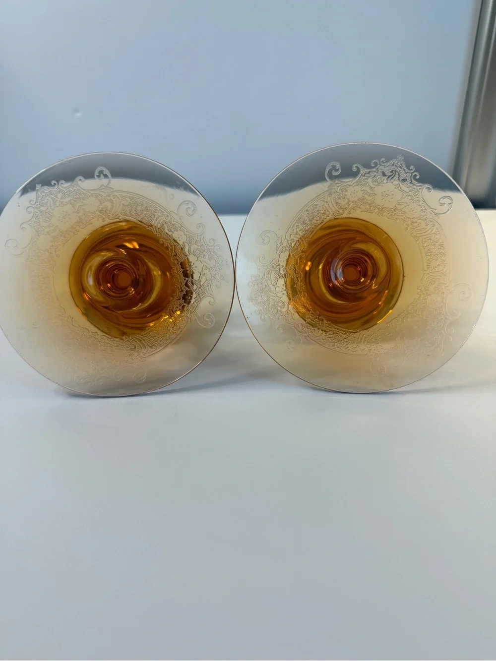 Amber Glass Pillar Candle Holders (Set of 2) - Home Accents